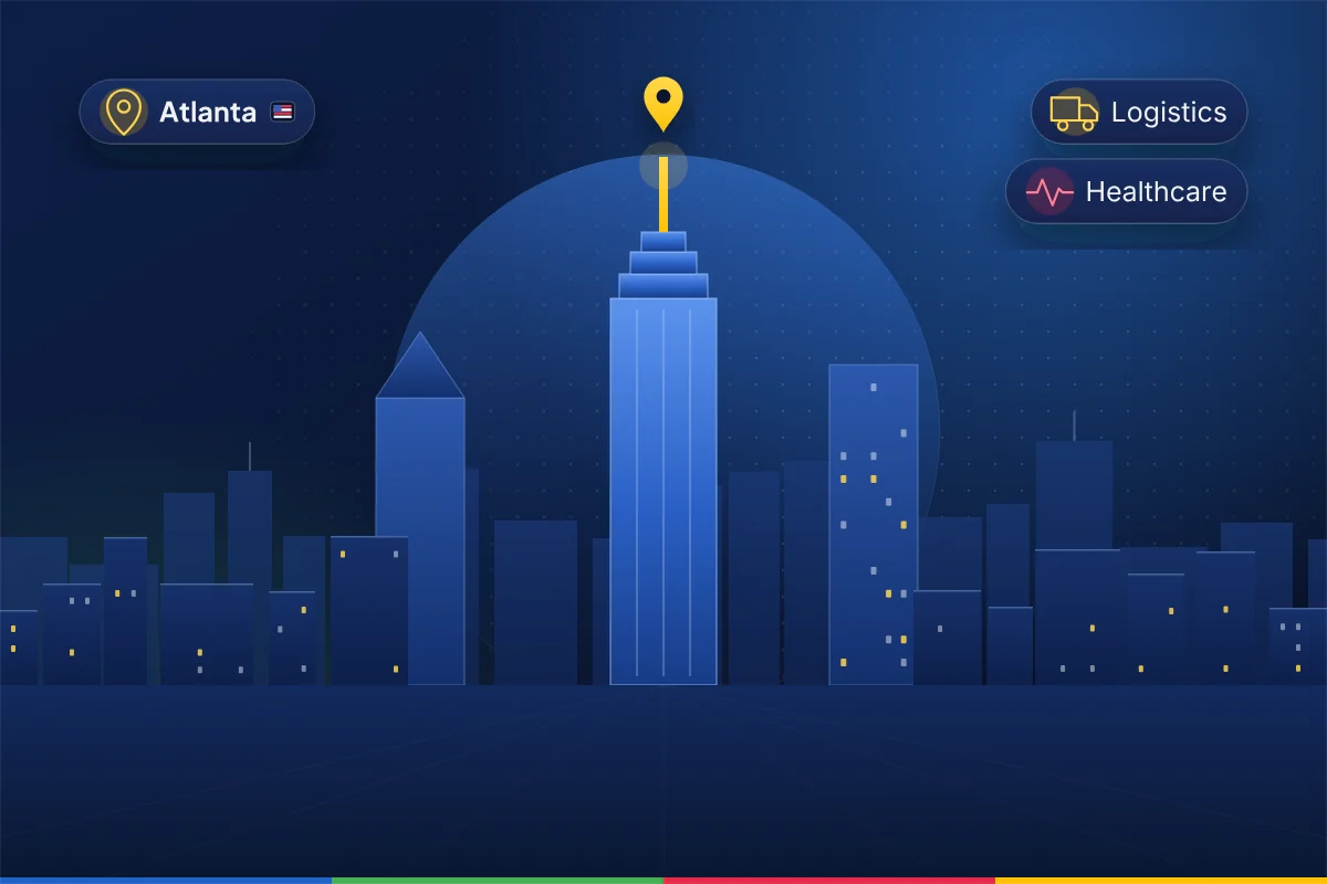 Minimal illustration of the Atlanta skyline with the Bank of America Plaza spire, representing B2B SEO in Atlanta