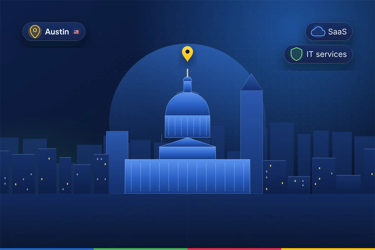 Minimal illustration of the Austin skyline with the Texas State Capitol dome, representing B2B SEO in Austin
