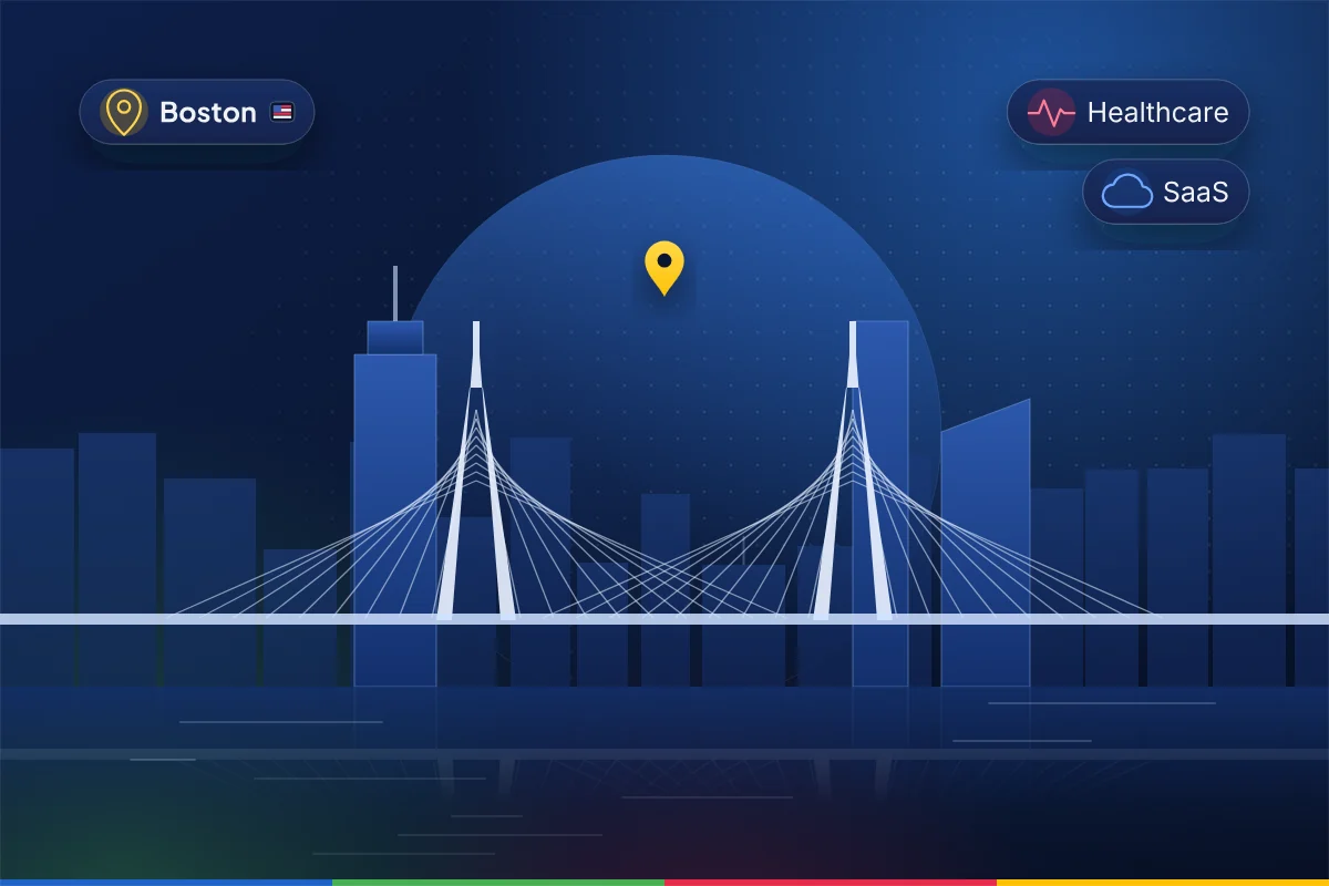 Minimal illustration of the Boston skyline with the Zakim Bridge cable towers, representing B2B SEO in Boston