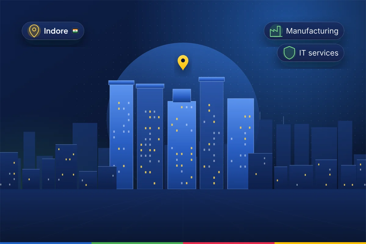 Minimal illustration of a modern skyline for Indore, representing B2B SEO in Indore
