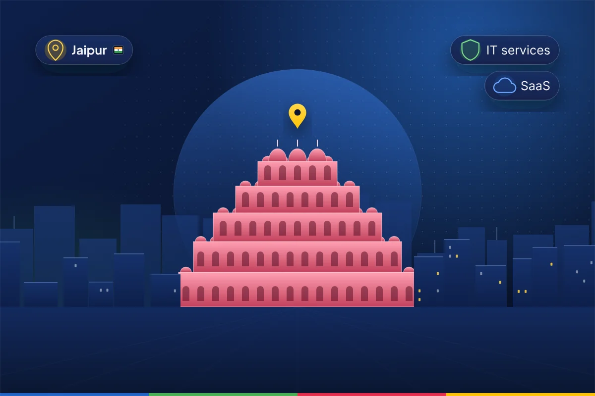 Minimal illustration of the Hawa Mahal facade in Jaipur, representing B2B SEO in Jaipur