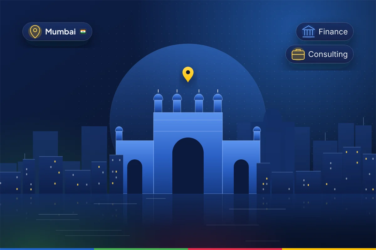 Minimal illustration of the Gateway of India on the Mumbai waterfront, representing B2B SEO in Mumbai